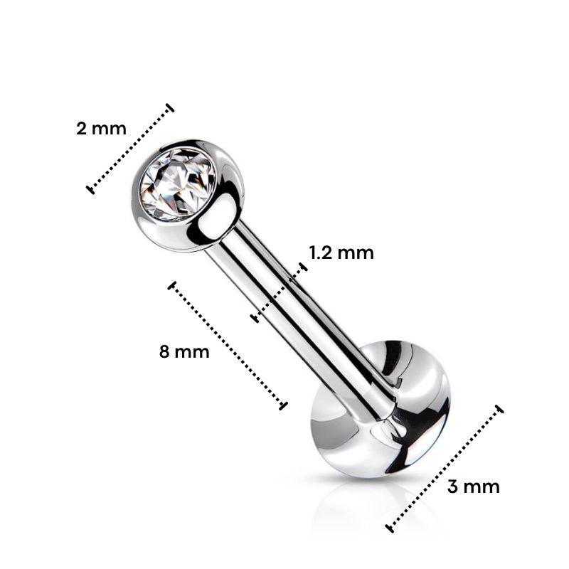 Piercing Labret - Push-in - Strass Claro