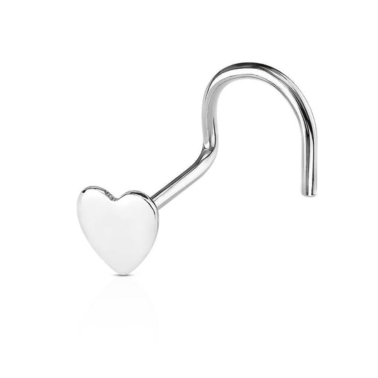 Piercing de Nostril - Diseño de Corazón - Plata de Ley