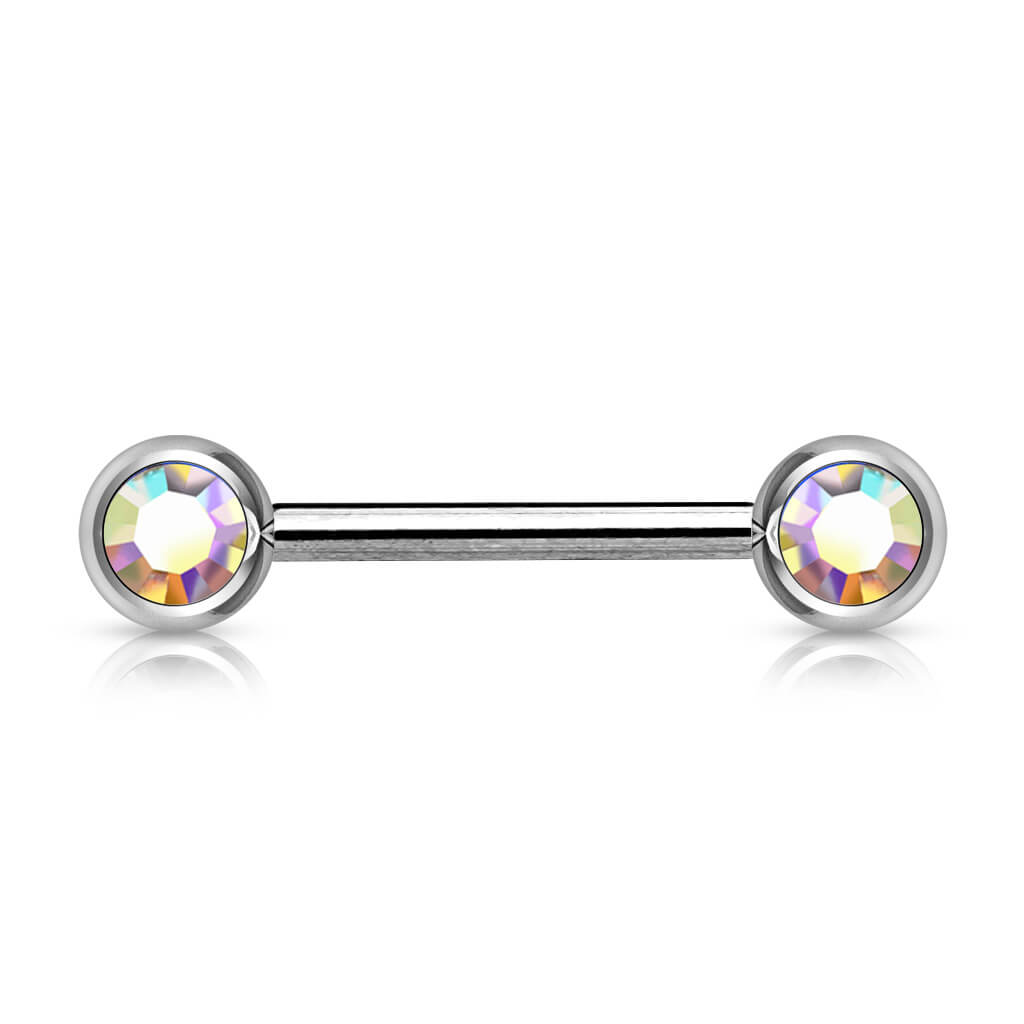 Piercing Barbell - Doble Strass Aurora Boreal