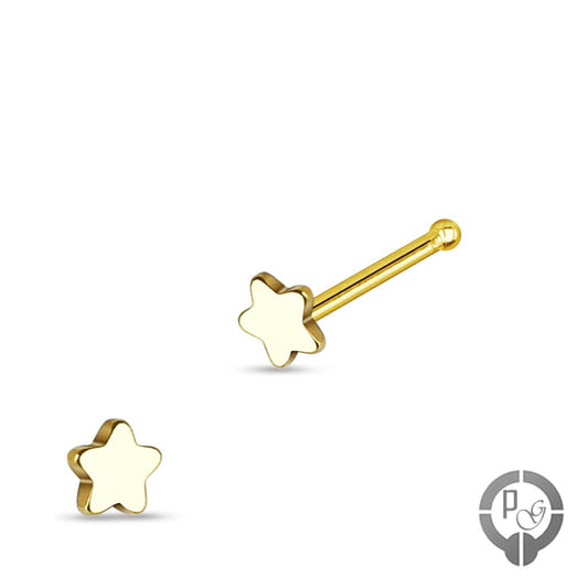 piercing punto de nariz con estrella dorada