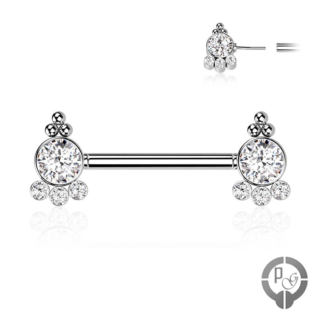 piercing de pezonmuy bonito con conjunot de cristales