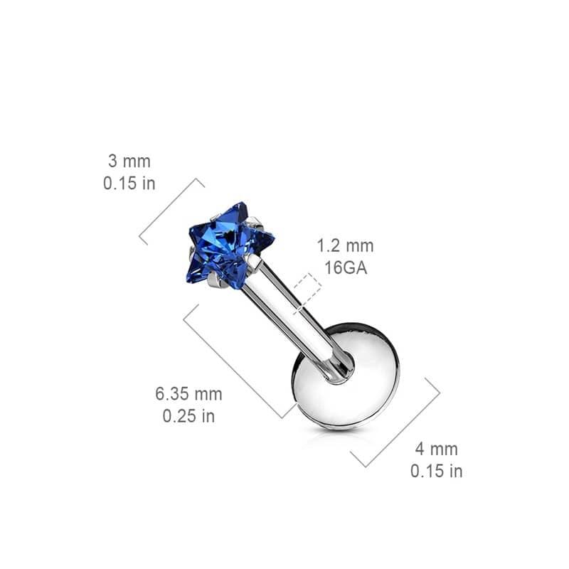 Piercing Micro Labret - Estrella con Brillante