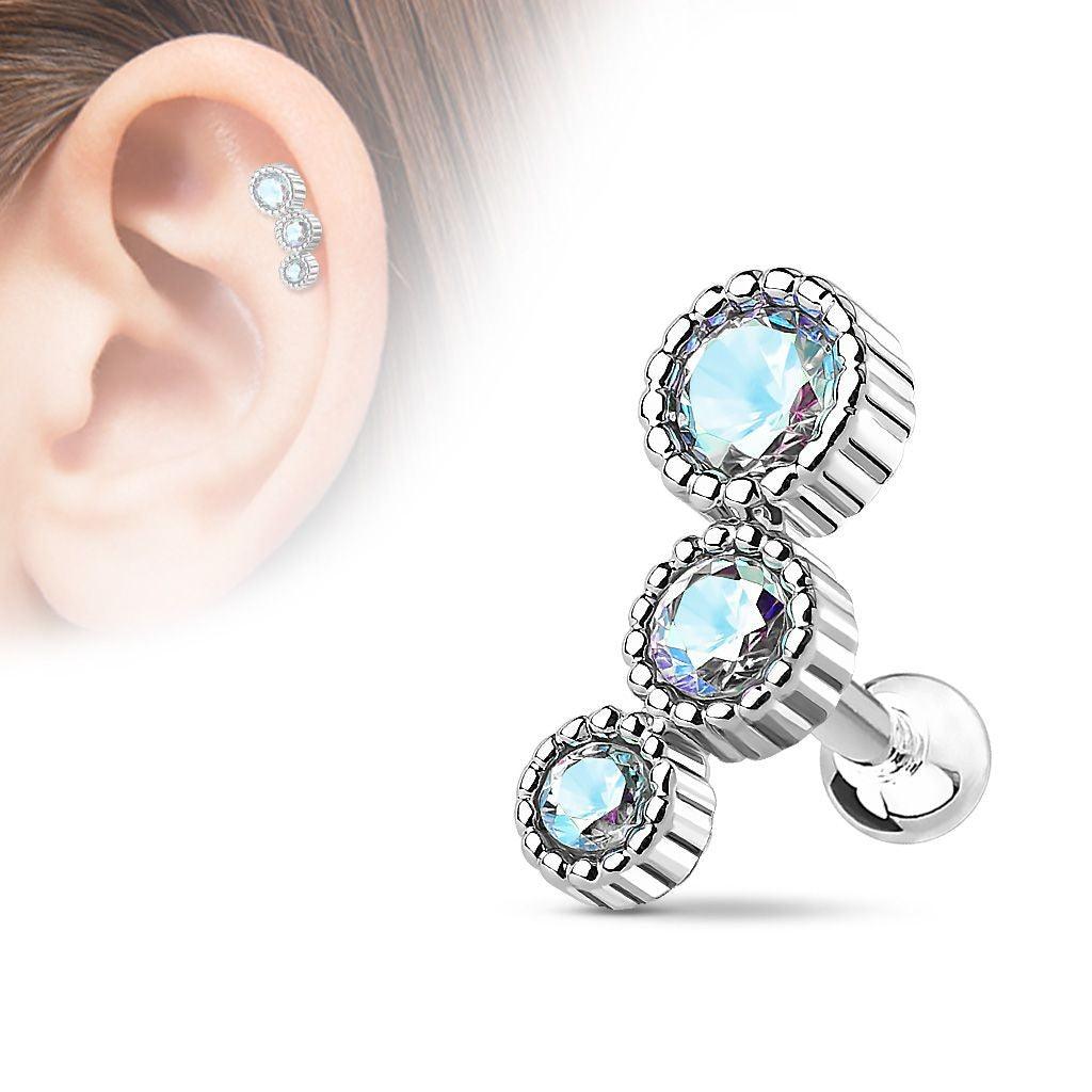 Stud Cartílago / Tragus - Triple CZ