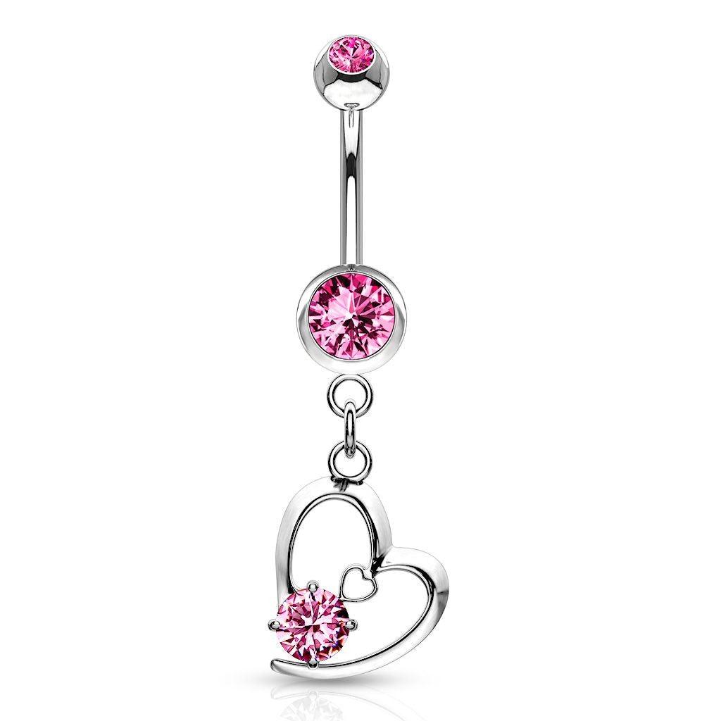 Piercing Ombligo - Doble Corazon CZ
