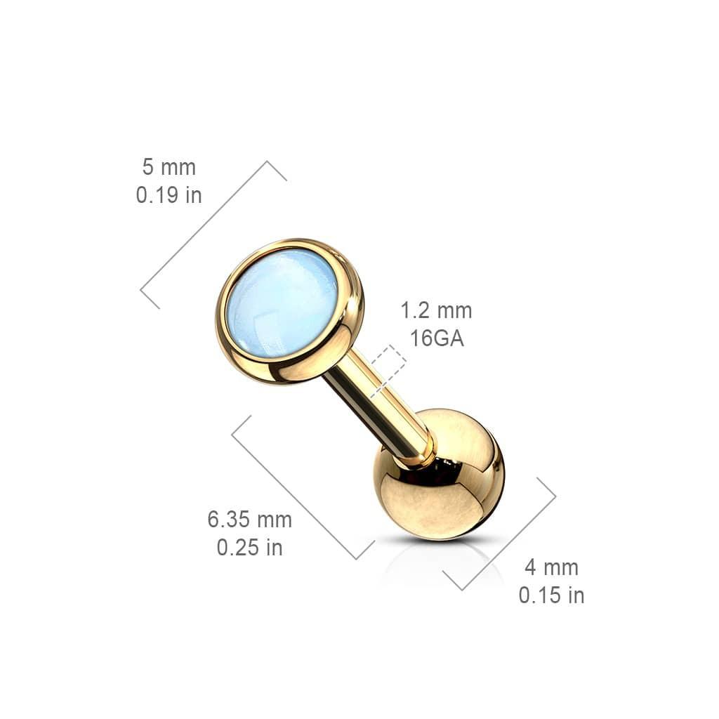 Stud Cartílago / Tragus - Piedra Plana Azul