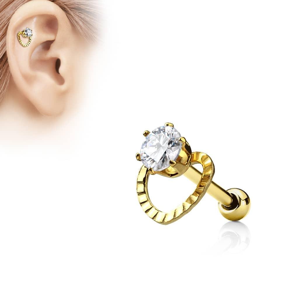 Stud Cartílago / Tragus - Corazon Strass 03