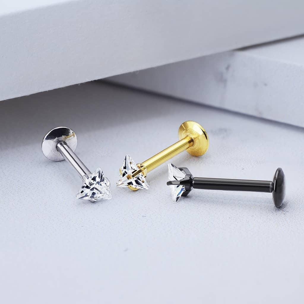 Stud Labret - Strass Triángulo