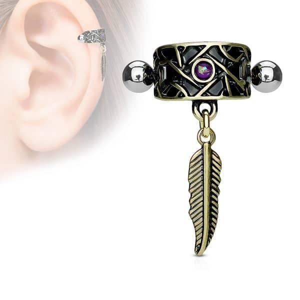Piercing Helix - Opalita & Pluma