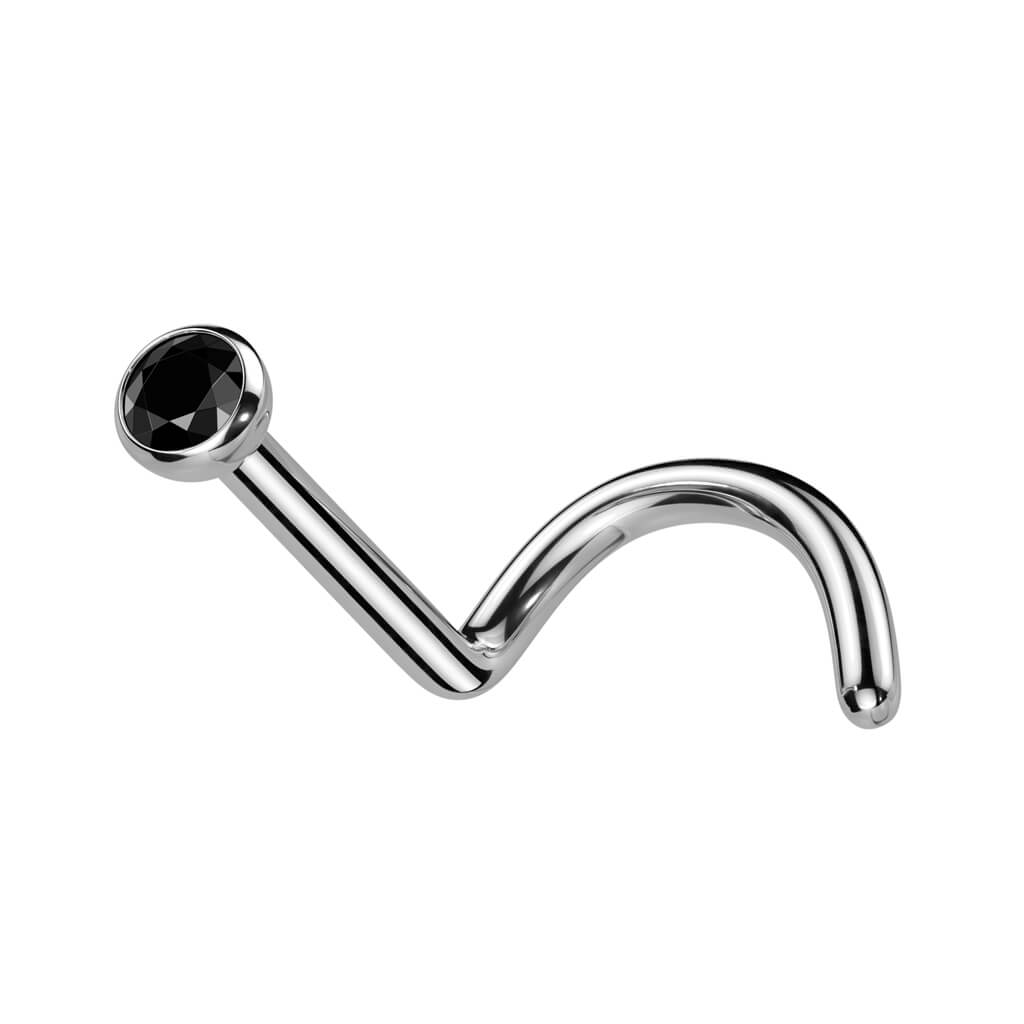 Piercing Screw en Titanio - Strass Negro