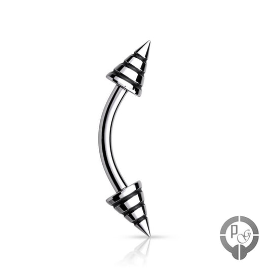 piercing de ceja con puntas rayadas