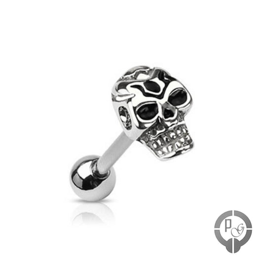 piercing de lengua con calavera
