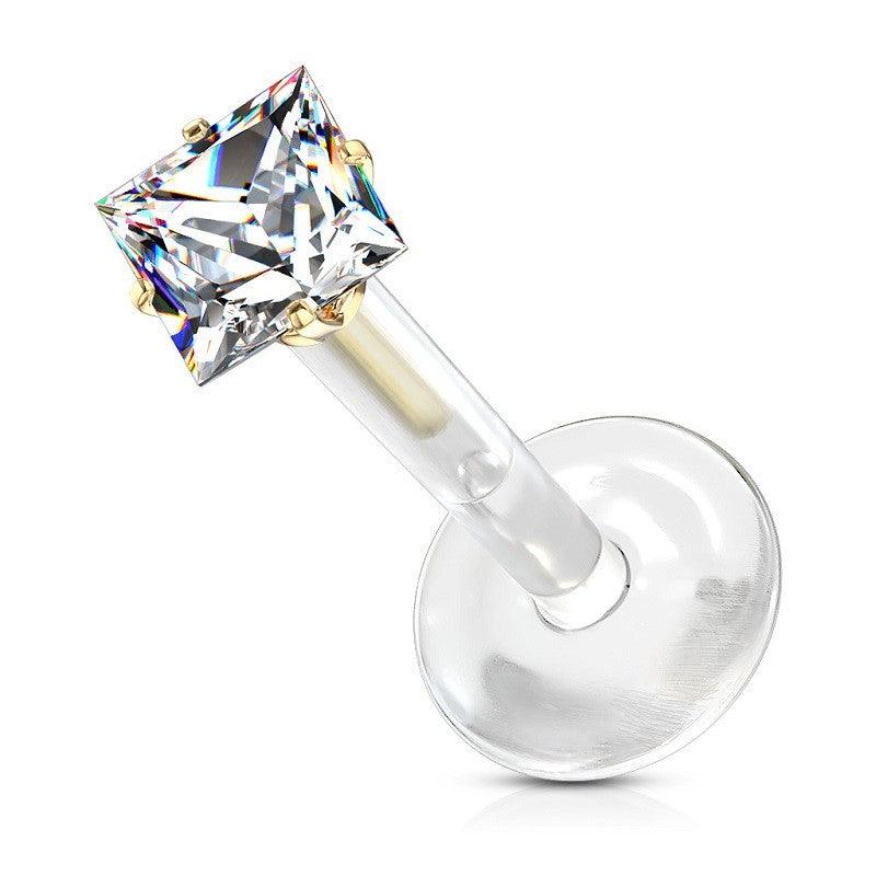 Piercing micro labret de labio cristal cuadrado – piercing-glamz