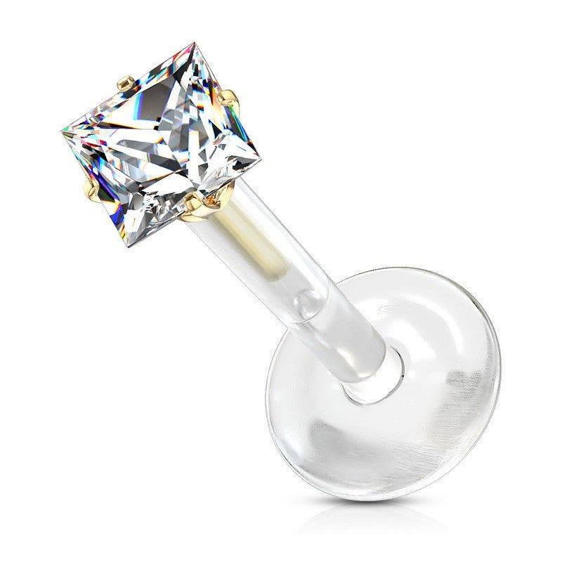 Piercing Micro-Labret - Cristal Cuadrado