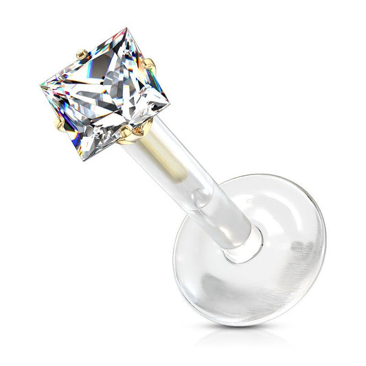 Piercing Micro-Labret - Cristal Cuadrado